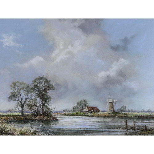 1717 - Richard Tearoe (20th C.), pair of pastels, 'Break in the clouds' and 'Windmill in a landscape', sign... 