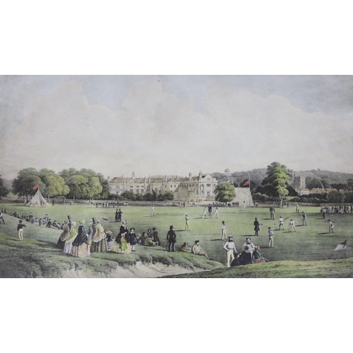 1719 - Walton after Dodd, colour print, 'The Cricket Match, Tonbridge School', overall 63 x 93cm