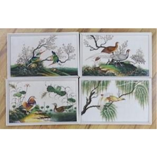 1722 - 19th century Chinese School, four gouaches on pith paper, Studies of birds in landscapes, 18 x 30cm... 