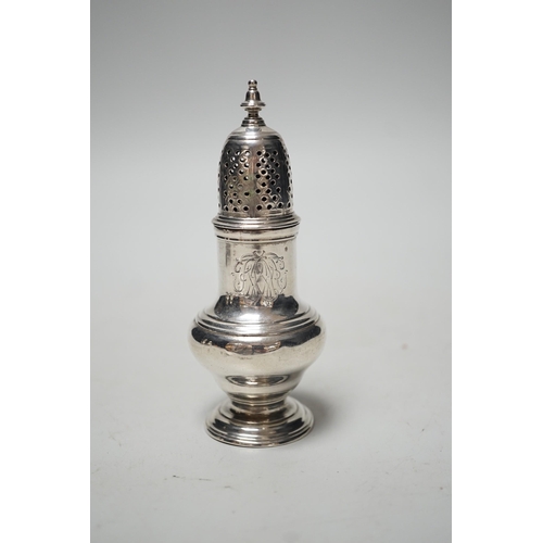 1812 - A George II silver baluster pepperette, Samuel Wood, London, 1751, 12.2cm, 90 grams.