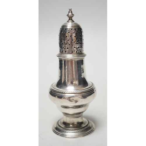 1813 - A George II silver baluster pepperette, John Delmester, London, 1757?, 13.1cm, 94 grams.