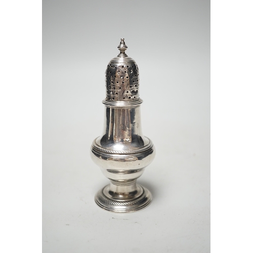 1813 - A George II silver baluster pepperette, John Delmester, London, 1757?, 13.1cm, 94 grams.