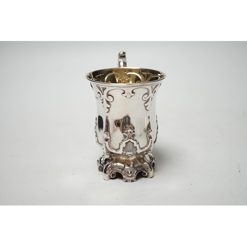 1819 - A Victorian silver gothic style christening mug, Henry Wilkinson & Con Sheffield, 1847, height, 11.3... 