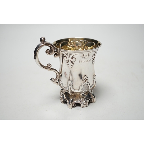 1819 - A Victorian silver gothic style christening mug, Henry Wilkinson & Con Sheffield, 1847, height, 11.3... 