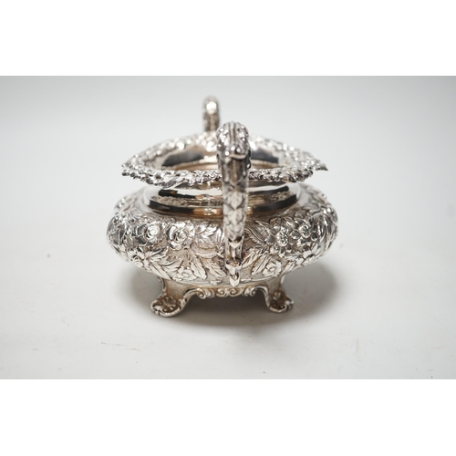 1841 - A William IV Irish cast silver two handled sugar bowl, Dublin 1833, by Richard Sawyer, 23.9cm over h... 