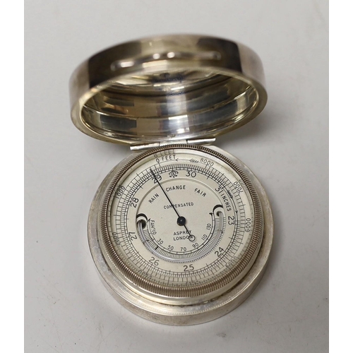 1855 - A George V  Asprey & Co silver cased barometer, London, 1922, diameter 56mm.