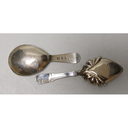 1858 - Two 19th century silver caddy spoons, both a.f.