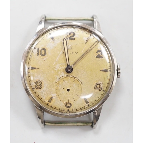 1895 - A gentleman's steel Rolex manual wind wrist watch, the case back numbered 546037, (a.f.), case diame... 