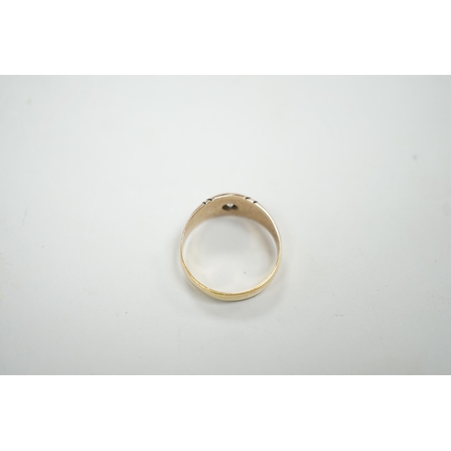 1898 - A Victorian 18ct gold and gypsy set solitaire diamond ring, size O, gross weight 3.9 grams.