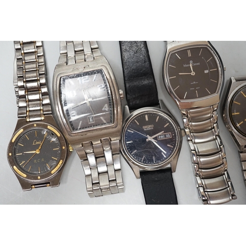 1907 - Five assorted modern gentleman's steel wrist watches, including Seiko, Sekonda and Limit.