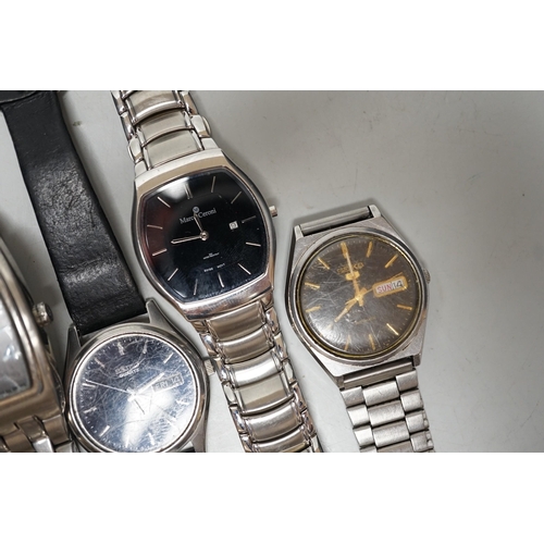 1907 - Five assorted modern gentleman's steel wrist watches, including Seiko, Sekonda and Limit.