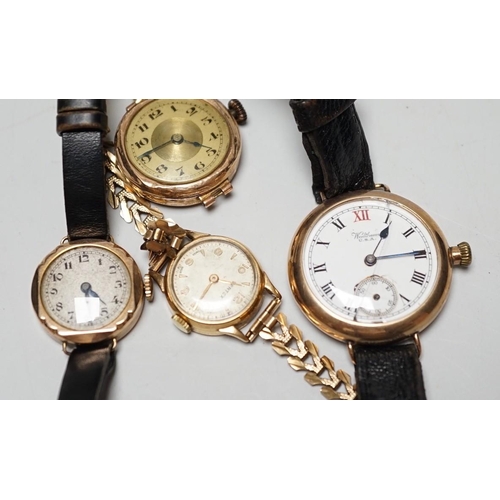 1908 - A lady's 9ct gold Timex manual wind wrist watch, on a 9ct gold bracelet, gross weight 1.8 grams and ... 