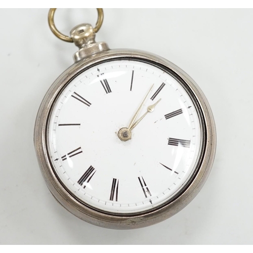 1911 - A 19th century silver pair cased keywind verge pocket watch, by Edward Tompian, London, with Roman d... 