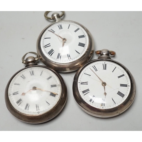 1916 - Three 19th century silver pair cased keywind verge pocket watches by Marriott of Northampton, George... 