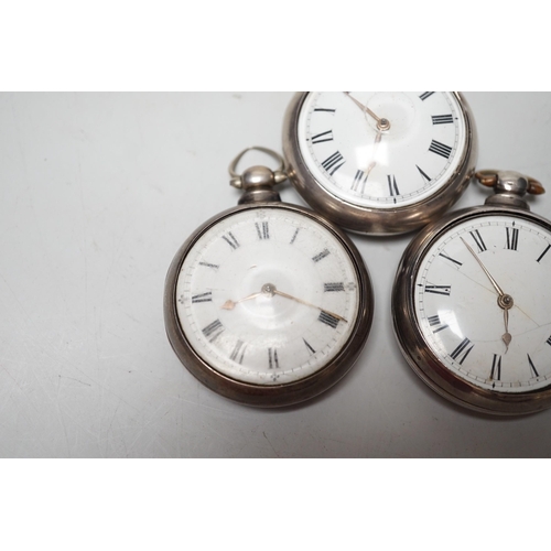 1916 - Three 19th century silver pair cased keywind verge pocket watches by Marriott of Northampton, George... 