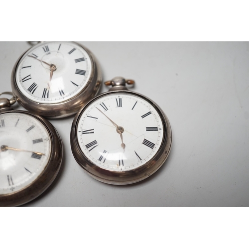 1916 - Three 19th century silver pair cased keywind verge pocket watches by Marriott of Northampton, George... 