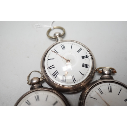 1916 - Three 19th century silver pair cased keywind verge pocket watches by Marriott of Northampton, George... 