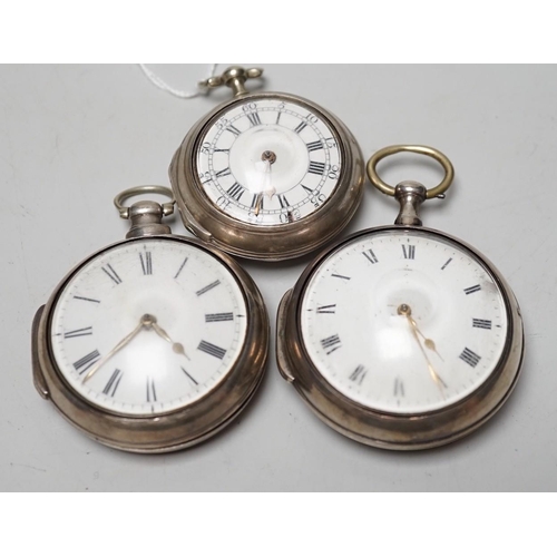 1917 - An 18th century silver pair cased keywind verge pocket watch, by Sam Toulmin, London, a similar watc... 