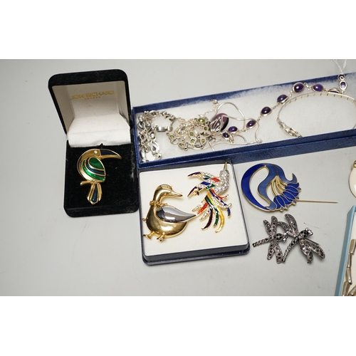 1930 - A small quantity of assorted jewellery including costume and a 925 and gem set necklace and two 925 ... 