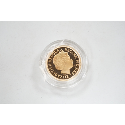 1952 - An Elizabeth II 2002 gold sovereign, in case.