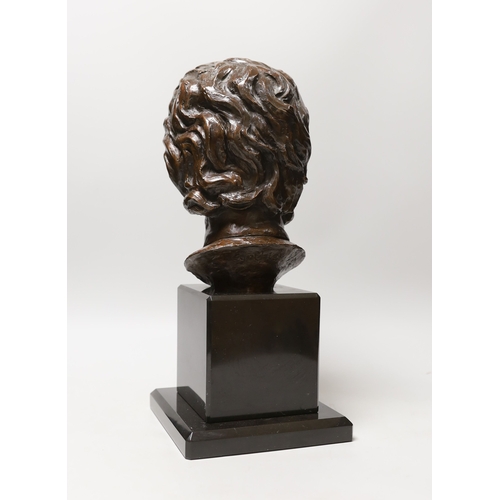 1289 - Ronald Cameron (b.1930) bronze bust, 'Cynthia', 41cm tall