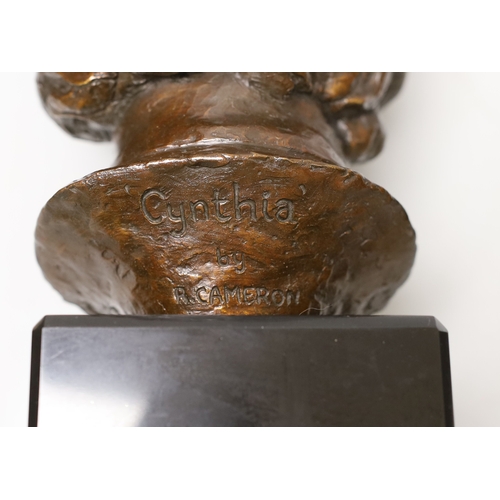 1289 - Ronald Cameron (b.1930) bronze bust, 'Cynthia', 41cm tall