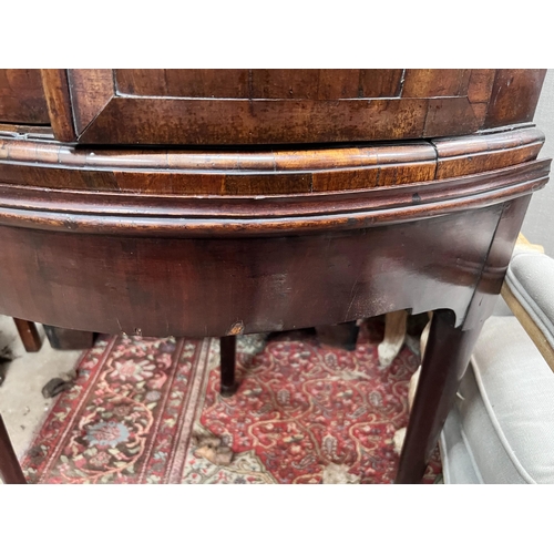 101 - A George III mahogany bowfront corner cabinet on stand, width 72cm, depth 50cm, height 167cm *Please... 