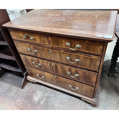 104 - An 18th century later banded walnut chest, width 97cm, depth 56cm, height 88cm *Please note the sale... 