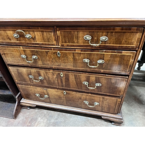 104 - An 18th century later banded walnut chest, width 97cm, depth 56cm, height 88cm *Please note the sale... 