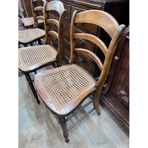 109 - Three Victorian caned beech ladder back dining chairs *Please note the sale commences at 9am.