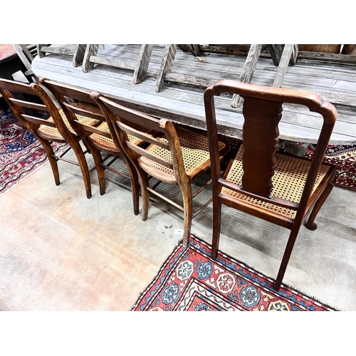 109 - Three Victorian caned beech ladder back dining chairs *Please note the sale commences at 9am.