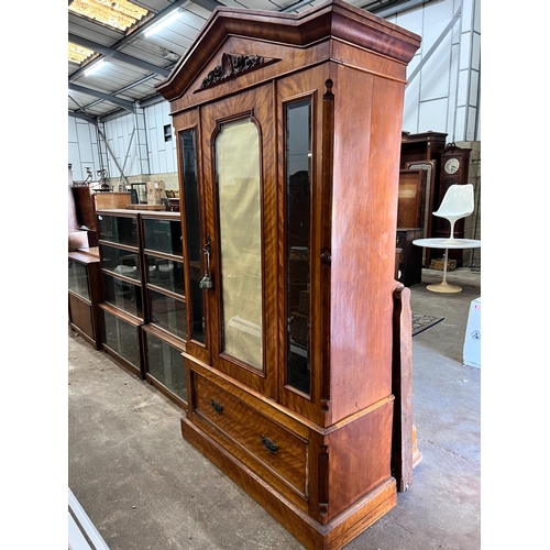 140 - A Victorian satin birch wardrobe with bevelled glass front, length 124cm, depth 51cm, height 222cm *... 