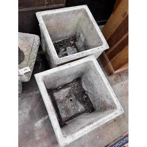 170 - A pair of reconstituted stone square garden planters, width 48cm, height 47cm *Please note the sale ... 