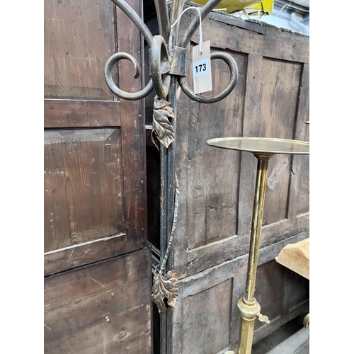 173 - A wrought iron candelabrum lamp standard, height 187cm *Please note the sale commences at 9am.... 