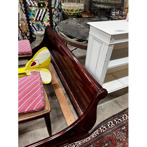 18 - A reproduction mahogany double sleigh bed frame, width 161cm, length 240cm, height 100cm*Please note... 