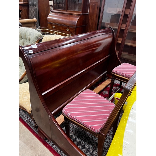 18 - A reproduction mahogany double sleigh bed frame, width 161cm, length 240cm, height 100cm*Please note... 