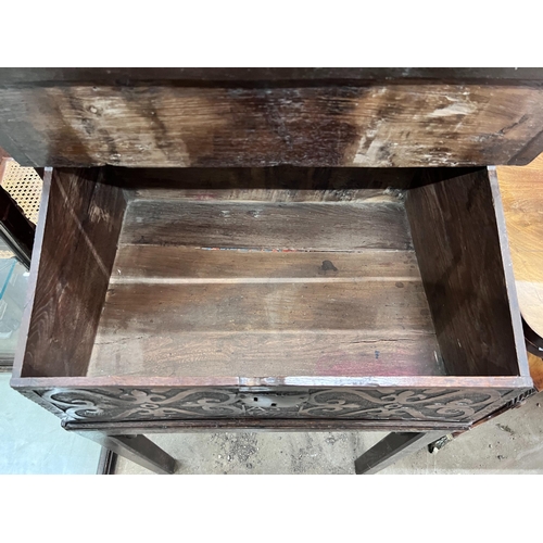 180 - A 17th century style oak bible box on stand, width 65cm *Please note the sale commences at 9am.... 