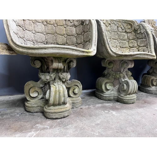 2 - Three reconstituted stone tub garden chairs, width 45cm, depth 46cm, height 82cm*Please note the sal... 