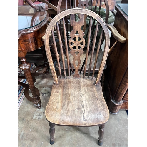 204 - A George III style mahogany tripod table, diameter 49cm, height 60cm, and two wheelback chairs *Plea... 