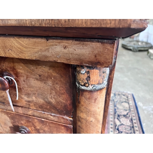 218 - A 19th century French mahogany commode, fitted four long drawers, width 130cm, height 85cm *Please n... 