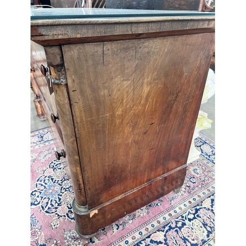 218 - A 19th century French mahogany commode, fitted four long drawers, width 130cm, height 85cm *Please n... 