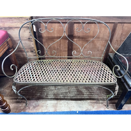 227 - A wrought iron garden bench, width 120cm *Please note the sale commences at 9am.