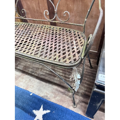 227 - A wrought iron garden bench, width 120cm *Please note the sale commences at 9am.