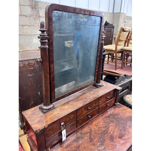 246 - A 19th century French flame mahogany dressing chest, width 90cm *Please note the sale commences at 9... 