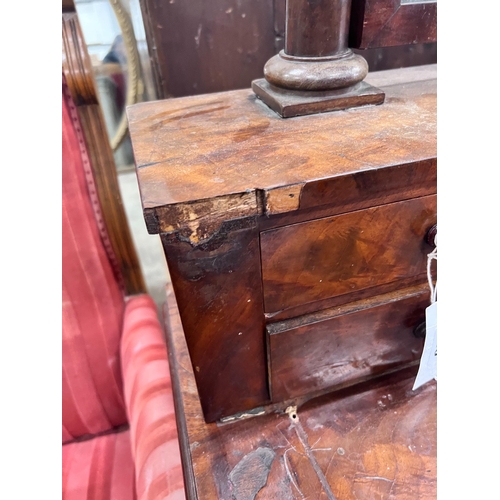 246 - A 19th century French flame mahogany dressing chest, width 90cm *Please note the sale commences at 9... 