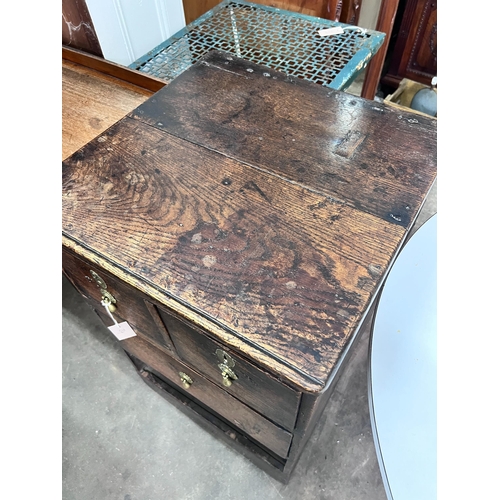 254 - An 18th century oak four drawer chest, (altered) width 54cm *Please note the sale commences at 9am.... 