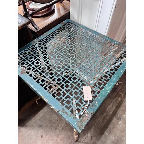 257 - A painted wrought iron garden table, width 56cm *Please note the sale commences at 9am.