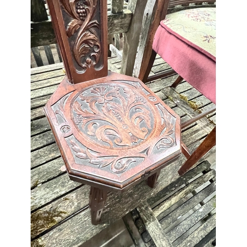 260 - A Regency mahogany elbow chair and a carved walnut spinning chair *Please note the sale commences at... 