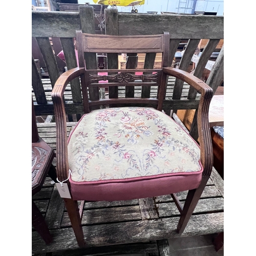 260 - A Regency mahogany elbow chair and a carved walnut spinning chair *Please note the sale commences at... 