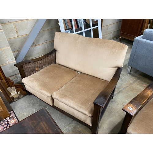 273 - A 1930's oak and single caned three piece bergere suite *Please note the sale commences at 9am.... 